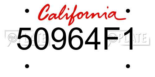 50964F1 California License Plate
