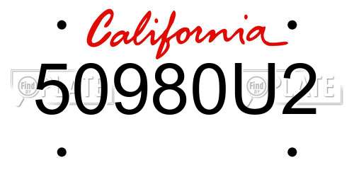 50980U2 California License Plate