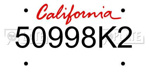 50998K2 California License Plate