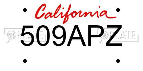 509APZ California License Plate