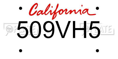 509VH5 California License Plate