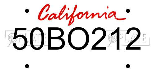 50BO212 California License Plate