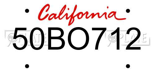 50BO712 California License Plate