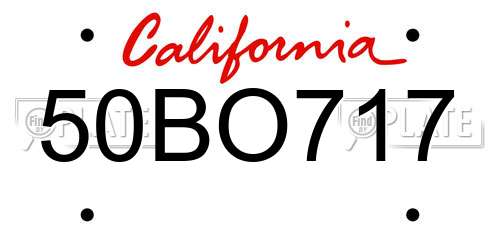 50BO717 California License Plate