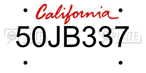 50JB337 California License Plate