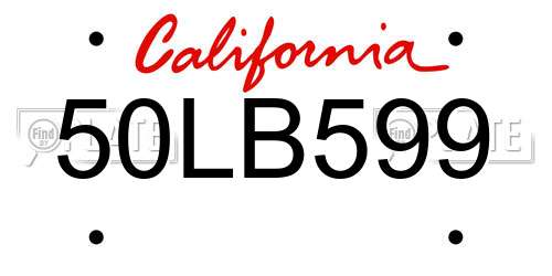 50LB599 California License Plate