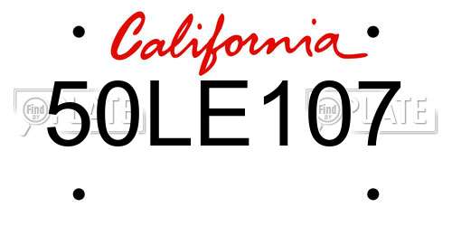 50LE107 California License Plate