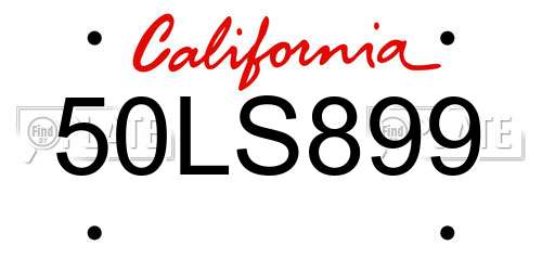 50LS899 California License Plate
