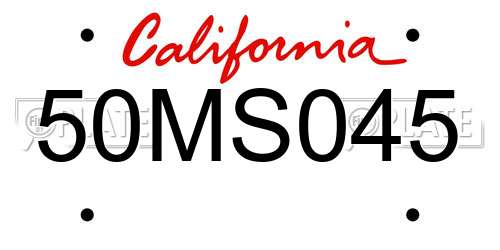 50MS045 California License Plate