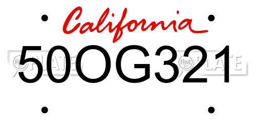 50OG321 California License Plate