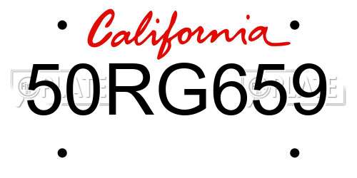 50RG659 California License Plate