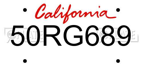 50RG689 California License Plate