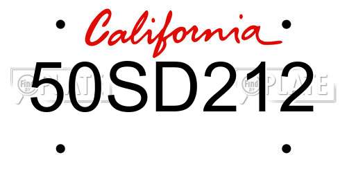 50SD212 California License Plate