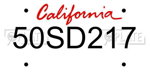 50SD217 California License Plate