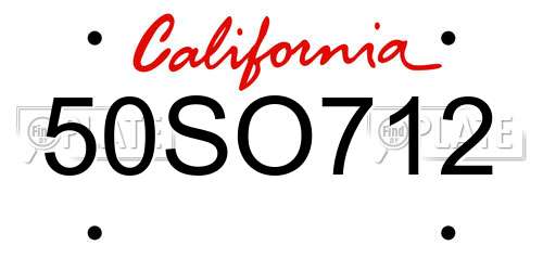 50SO712 California License Plate