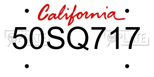 50SQ717 California License Plate