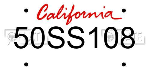 50SS108 California License Plate