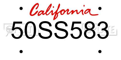 50SS583 California License Plate