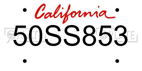 50SS853 California License Plate