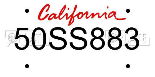 50SS883 California License Plate