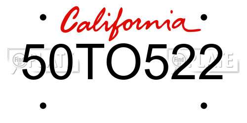 50TO522 California License Plate