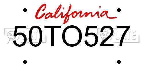 50TO527 California License Plate