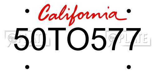 50TO577 California License Plate