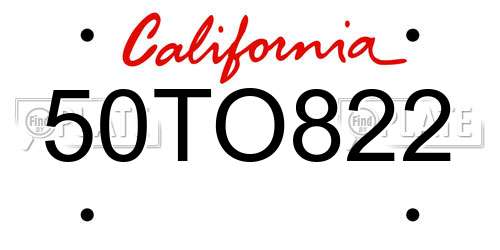 50TO822 California License Plate