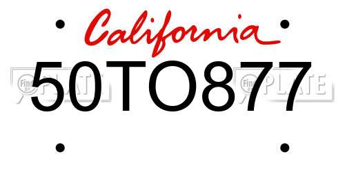 50TO877 California License Plate