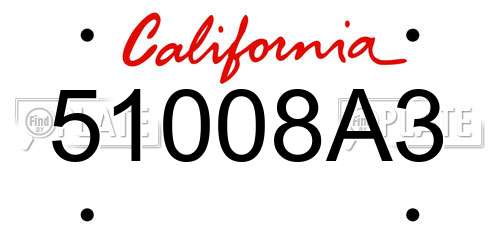 51008A3 California License Plate
