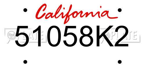 51058K2 California License Plate