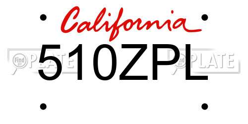 510ZPL California License Plate