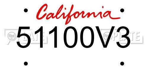 51100V3 California License Plate