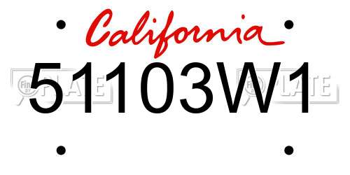 51103W1 California License Plate