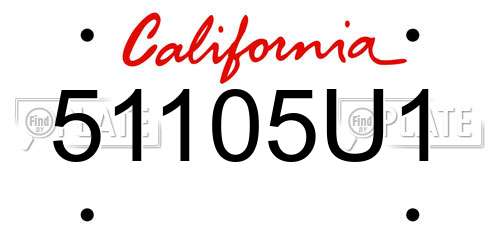 51105U1 California License Plate
