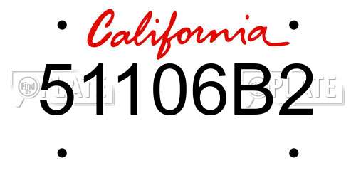 51106B2 California License Plate