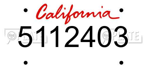 5112403 California License Plate