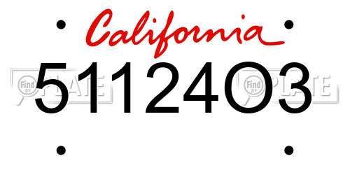 51124O3 California License Plate