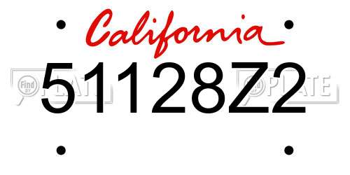 51128Z2 California License Plate