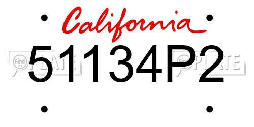 51134P2 California License Plate