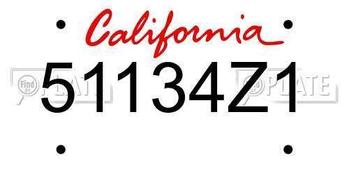 51134Z1 California License Plate