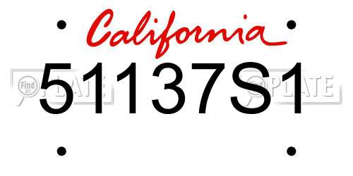 51137S1 California License Plate