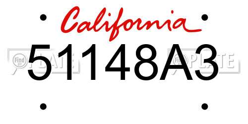 51148A3 California License Plate