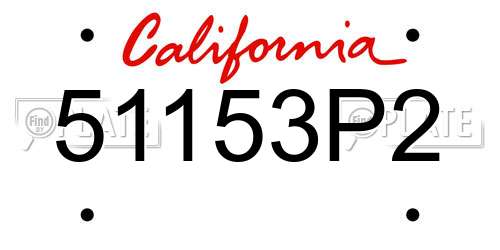 51153P2 California License Plate