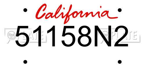 51158N2 California License Plate