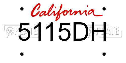 5115DH California License Plate