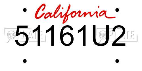51161U2 California License Plate