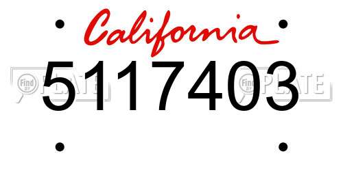 5117403 California License Plate