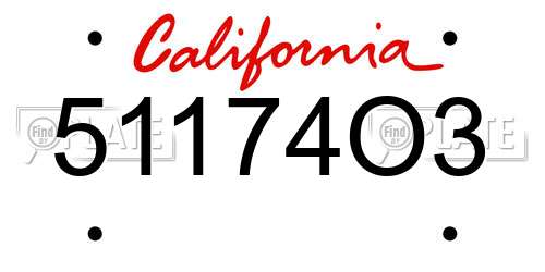51174O3 California License Plate