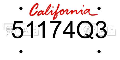 51174Q3 California License Plate